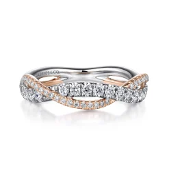New Gabriel & Co. 14K White-Rose Gold Twisted Diamond Anniversary Band - 0.4 ct