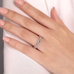 New Gabriel & Co. 14K White-Rose Gold Twisted Diamond Anniversary Band - 0.4 ct