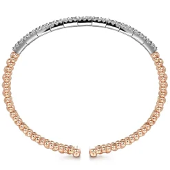 Hot Gabriel & Co. 14K White-Rose Gold Wide Bujukan Diamond Cuff Bracelet