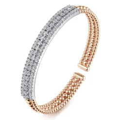 Hot Gabriel & Co. 14K White-Rose Gold Wide Bujukan Diamond Cuff Bracelet
