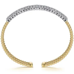 Discount Gabriel & Co. 14K White Yellow Bujukan and Diamond Multi Row Split Bangle Bracelet