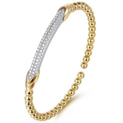 Online Gabriel & Co. 14K White Yellow Bujukan and Diamond Bar Split Bangle Bracelet