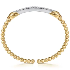 Online Gabriel & Co. 14K White Yellow Bujukan and Diamond Bar Split Bangle Bracelet