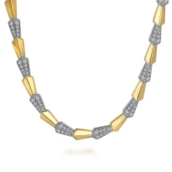 New Gabriel & Co. 14K White Yellow Diamond Necklace