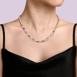 New Gabriel & Co. 14K White Yellow Diamond Necklace