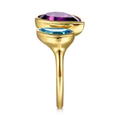 Online Gabriel & Co. 14K White Yellow Gold Amethyst and Blue Topaz Open Ring
