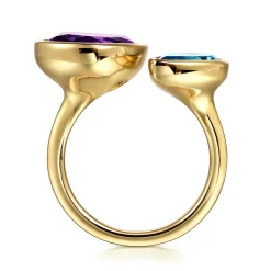 Online Gabriel & Co. 14K White Yellow Gold Amethyst and Blue Topaz Open Ring