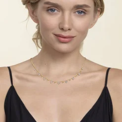 Discount Gabriel & Co. 14K White Yellow Gold Beaded Diamond Droplet Necklace-Bujukan