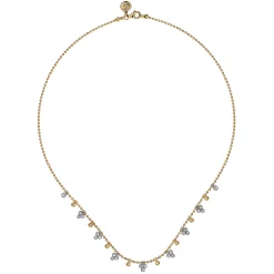 Discount Gabriel & Co. 14K White Yellow Gold Beaded Diamond Droplet Necklace-Bujukan