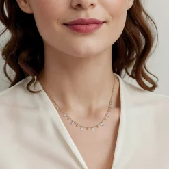 Discount Gabriel & Co. 14K White Yellow Gold Beaded Diamond Droplet Necklace-Bujukan