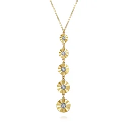 Clearance Gabriel & Co. 14K White Yellow Gold Bezel Set Diamond Pendant Necklace
