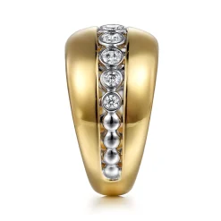 Hot Gabriel & Co. 14K White-Yellow Gold Bezel Set Diamond Wide Band Ring