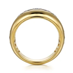 Hot Gabriel & Co. 14K White-Yellow Gold Bezel Set Diamond Wide Band Ring