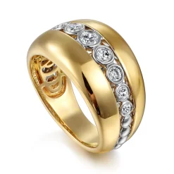Hot Gabriel & Co. 14K White-Yellow Gold Bezel Set Diamond Wide Band Ring