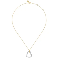 Clearance Gabriel & Co. 14K White Yellow Gold Bujukan and Diamond Heart Pendant Necklace