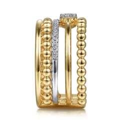 Hot Gabriel & Co. 14K White-Yellow Gold Bujukan And Diamond Easy Stackable Ring