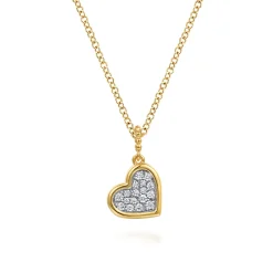 Clearance Gabriel & Co. 14K White Yellow Gold Bujukan and Diamond Pave Heart Pendant Necklace