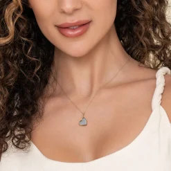 Clearance Gabriel & Co. 14K White Yellow Gold Bujukan and Diamond Pave Heart Pendant Necklace