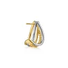Hot Gabriel & Co. 14K White Yellow Gold Bujukan and Diamond Criss Cross J Hoop Earrings