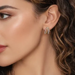 Hot Gabriel & Co. 14K White Yellow Gold Bujukan and Diamond Criss Cross J Hoop Earrings