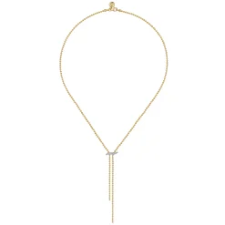 Gabriel & Co. 14K White Yellow Gold Bujukan and Diamond Y Necklace