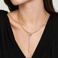 New Gabriel & Co. 14K White Yellow Gold Bujukan and Graduating Diamond Y Necklace