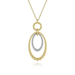Gabriel & Co. 14K White-Yellow Gold Bujukan and Diamond Circle Pendant Necklace