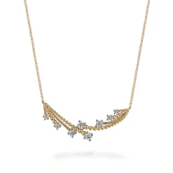 Discount Gabriel & Co. 14K White Yellow Gold Bujukan and Diamond Bar Necklace