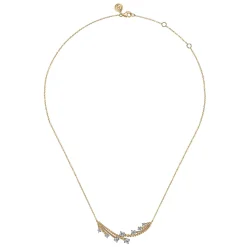 Discount Gabriel & Co. 14K White Yellow Gold Bujukan and Diamond Bar Necklace