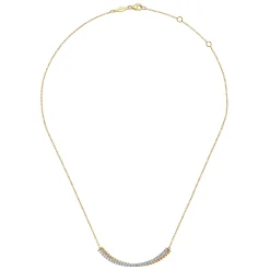 Gabriel & Co. 14K White Yellow Gold Bujukan and Diamond Curved Bar Necklace