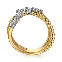 Sale Gabriel & Co. 14K White Yellow Gold Bujukan and Diamond Bypass Ring
