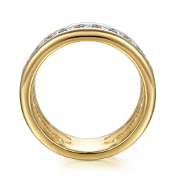 Clearance Gabriel & Co. 14K White Yellow Gold Bujukan and Diamond Easy Stackable Ring