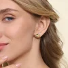Clearance Gabriel & Co. 14K White Yellow Gold Bujukan and Pave Diamond Stud Earrings