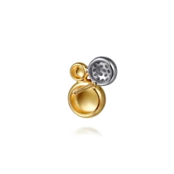 Clearance Gabriel & Co. 14K White Yellow Gold Bujukan and Pave Diamond Stud Earrings