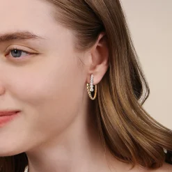 Hot Gabriel & Co. 14K White Yellow Gold Bujukan and Graduating Diamond Bypass Hoop Earrings