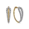 Sale Gabriel & Co. 14K White Yellow Gold Bujukan and Graduating Diamond Classic Hoop Earrings