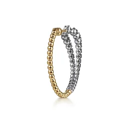 Sale Gabriel & Co. 14K White Yellow Gold Bujukan and Graduating Diamond Classic Hoop Earrings