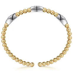 Outlet Gabriel & Co. 14K White Yellow Gold Bujukan and Diamond Marquise Station Split Bangle Bracelet