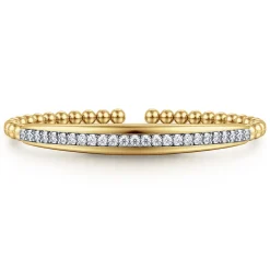Sale Gabriel & Co. 14K White Yellow Gold Bujukan and Diamond Split Bangle Bracelet