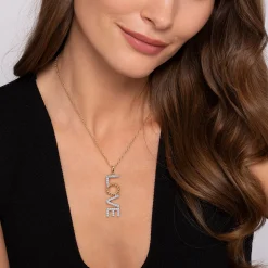Gabriel & Co. 14K White Yellow Gold Bujukan and Diamond Love Necklace