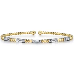 Outlet Gabriel & Co. 14K White-Yellow Gold Bujukan Bangle With Diamond Baguette Stations