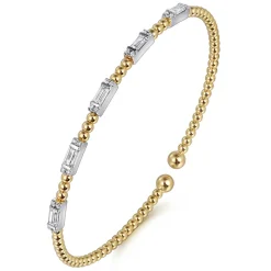 Outlet Gabriel & Co. 14K White-Yellow Gold Bujukan Bangle With Diamond Baguette Stations