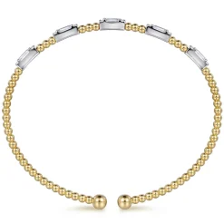 Outlet Gabriel & Co. 14K White-Yellow Gold Bujukan Bangle With Diamond Baguette Stations
