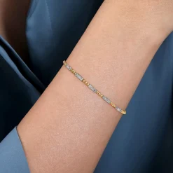 Outlet Gabriel & Co. 14K White-Yellow Gold Bujukan Bangle With Diamond Baguette Stations
