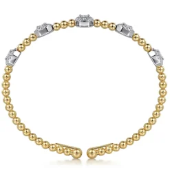 Outlet Gabriel & Co. 14K White-Yellow Gold Bujukan Bangle With Diamond Stations
