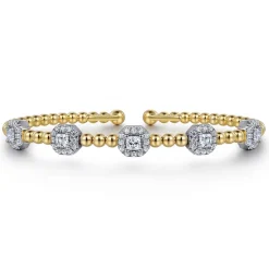 Outlet Gabriel & Co. 14K White-Yellow Gold Bujukan Bangle With Diamond Stations