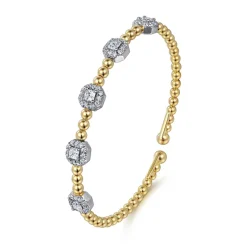 Outlet Gabriel & Co. 14K White-Yellow Gold Bujukan Bangle With Diamond Stations