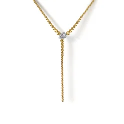 Best Gabriel & Co. 14K White Yellow Gold Bujukan Beads and Diamond Y Necklace
