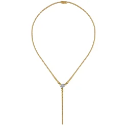 Best Gabriel & Co. 14K White Yellow Gold Bujukan Beads and Diamond Y Necklace