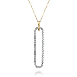 Clearance Gabriel & Co. 14K White Yellow Gold Bujukan Beads and Diamond Pendant Necklace